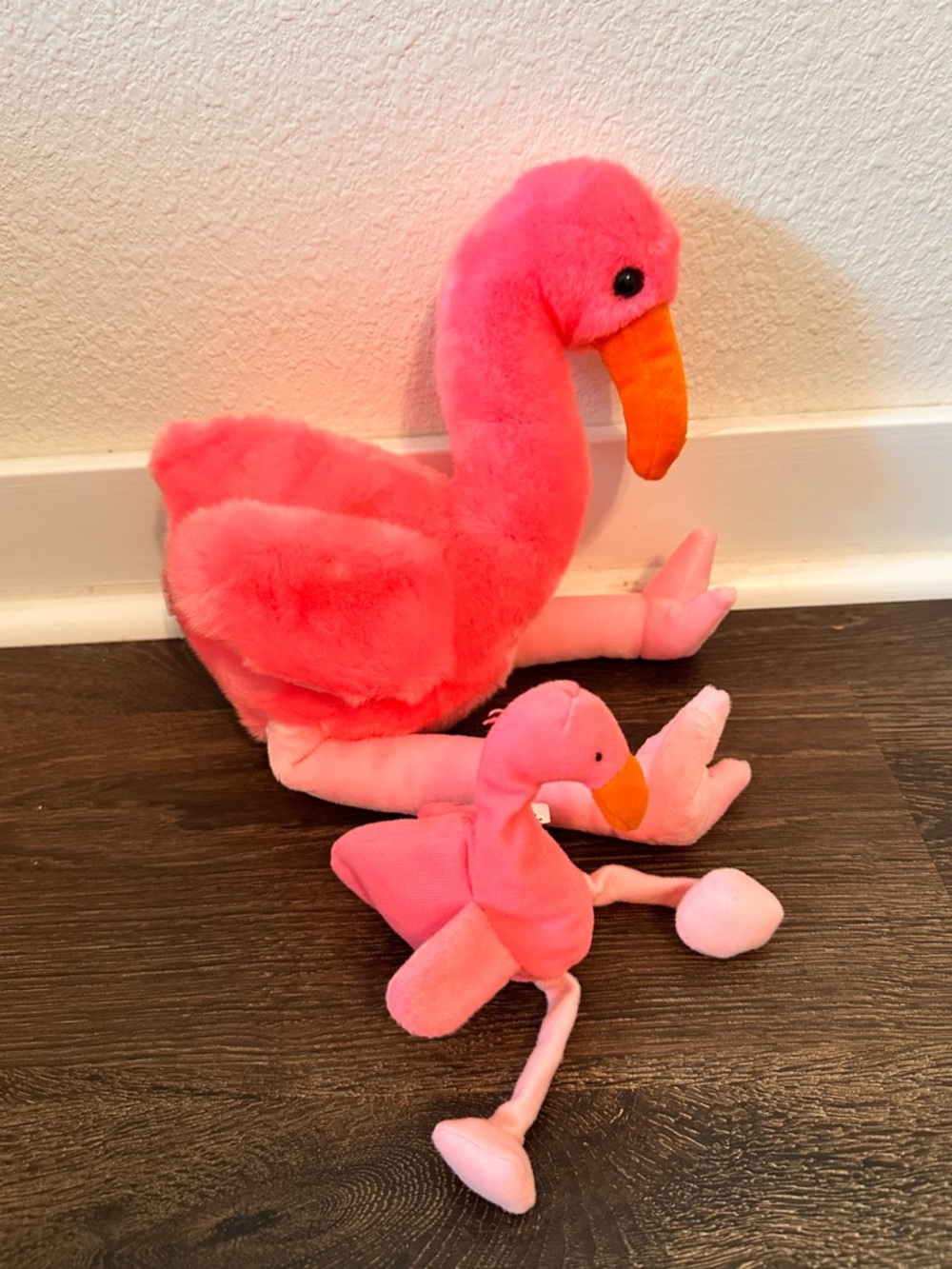 Pinky flamingo beanie buddy 1998 plush large & 1996 McDonald’s mini plush stuffe